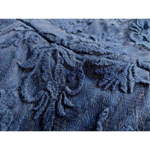 ADRIANNA PAPELL Navy Blue Peplum Dress Sleeveless Lined Lace w/ Pockets Size 4 - Picture 2 of 10